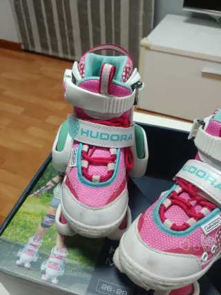 Patines Hudora rosas y blancos talla 26-29