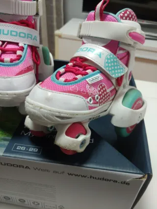 Patines Hudora rosas y blancos talla 26-29