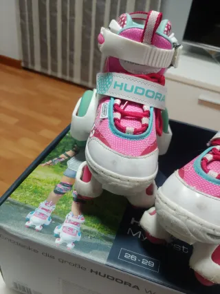 Patines Hudora rosas y blancos talla 26-29