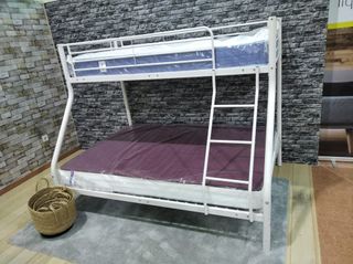 Litera Matrimonio Metal Gris y Blanco