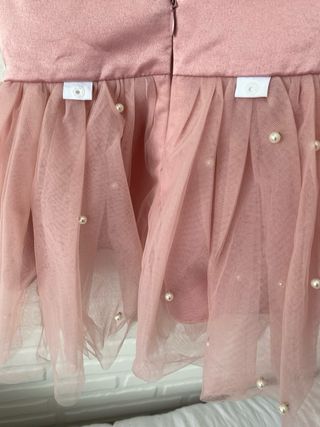 Vestido bebé niña rosa perlas tul