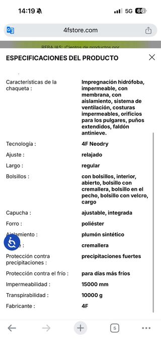 Abrigo Snow Unisex talla S