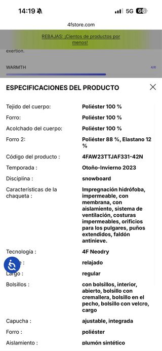 Abrigo Snow Unisex talla S