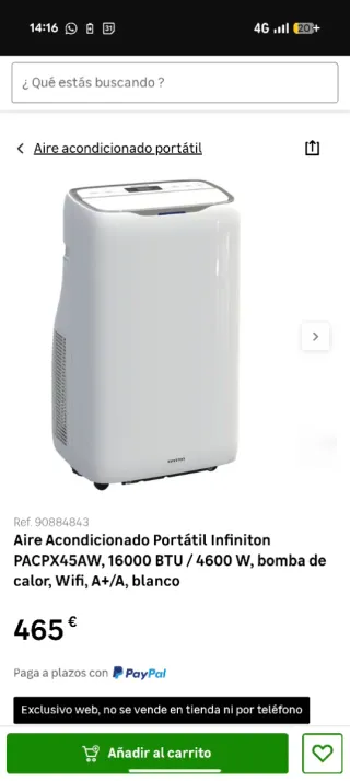 Aire Acondicionado Portátil Infiniton PAC-PX45AW