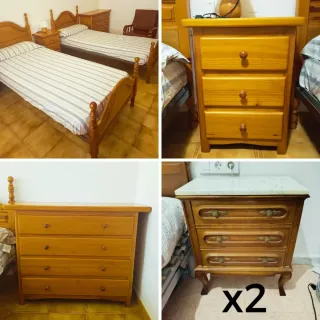 PACK Marcela  Dormitorio madera maciza + 2 mesitas