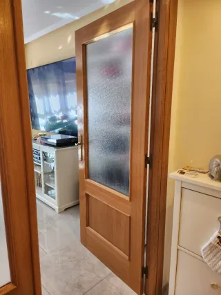 Puertas dobles madera maciza comedor con cristal