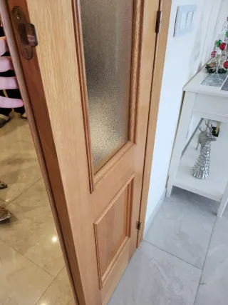 Puertas dobles madera maciza comedor con cristal