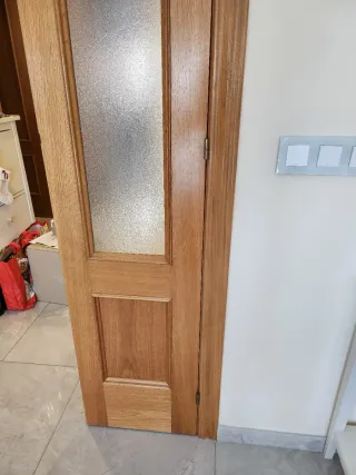 Puertas dobles madera maciza comedor con cristal