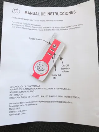 Radio FM de bolsillo con Linterna