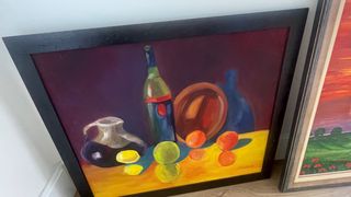 Cuadro bodegón con marco de madera