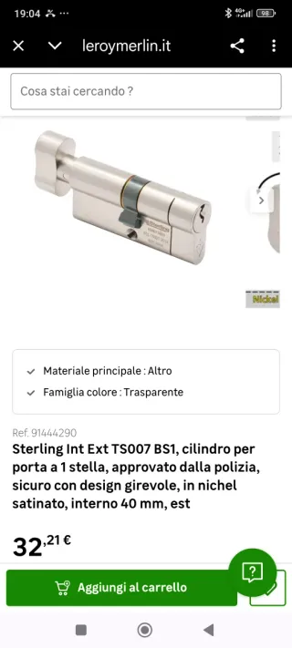 Cilindro Sterling Int Ext TS007 BS1
