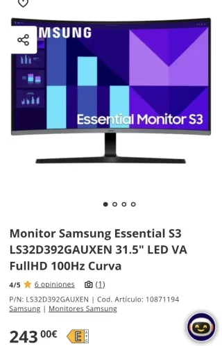 Monitor Samsung Essential S3 31,5
