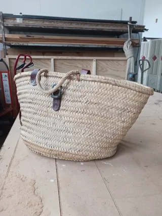 Bolso Cesta Mimbre Cuero