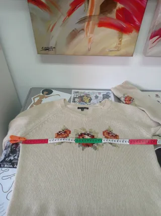 Jersey Massimo Dutti lana floral crudo