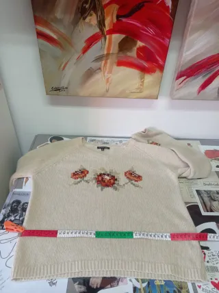 Jersey Massimo Dutti lana floral crudo