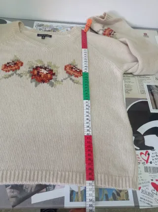 Jersey Massimo Dutti lana floral crudo