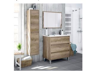 Columna baño madera 1.40m x 30cm 2 puertas
