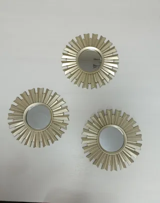 3 Espejos Decorativos Sol Dorado