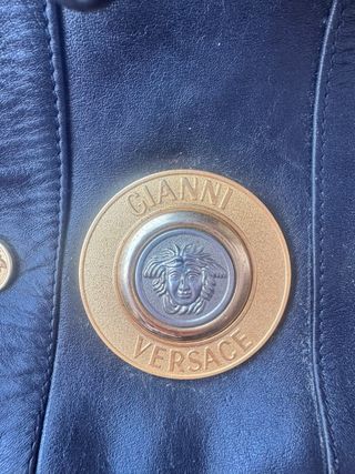 Bolso Gianni Versace Piel Y2K 90s Negro Dorado