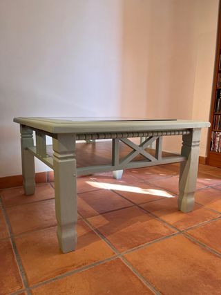 Mesa de centro cristal y madera