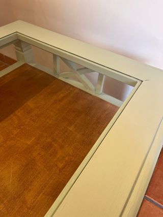 Mesa de centro cristal y madera