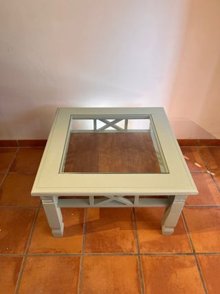 Mesa de centro cristal y madera