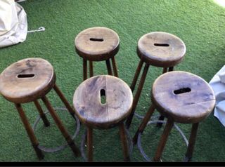 Taburete de bar vintage años 60 de madera  origina