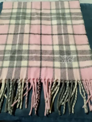 Sciarpa Enrico Coveri a quadri rosa e grigio