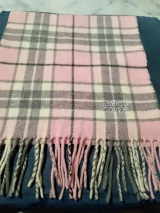 Sciarpa Enrico Coveri a quadri rosa e grigio