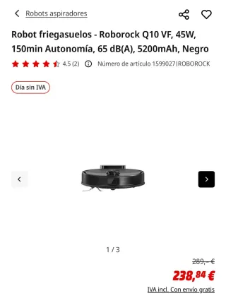 Robot friegasuelos Roborock Q10 VF Negro