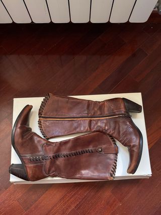 Stivali texani vintage pelle marrone tg 37