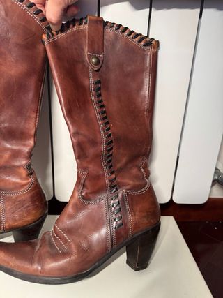Stivali texani vintage pelle marrone tg 37