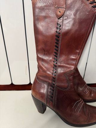 Stivali texani vintage pelle marrone tg 37