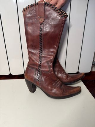 Stivali texani vintage pelle marrone tg 37