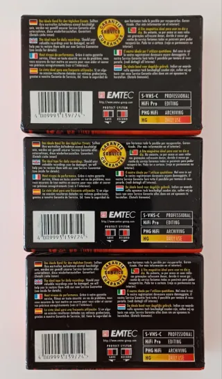3 Cintas VHS Emtec HG Compact Video Cassette