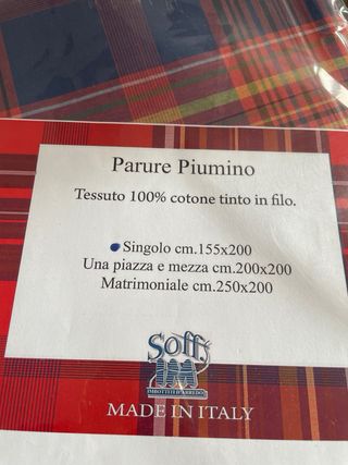 Parure copripiumino 155x200 a quadri