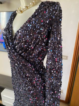 Mini abito paillettes nero