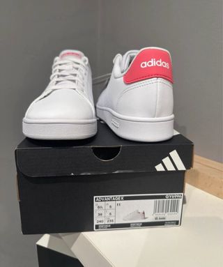 Zapatillas Adidas Advantage K Blancas/Fucsia Talla