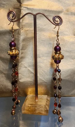 Orecchini fatti a mano oro e viola