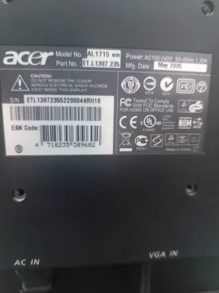 Pantalla Acer AL1715 Plata