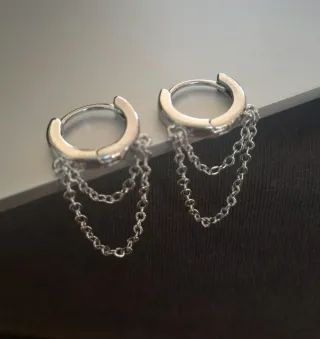 Pendientes Aro Plata con Cadenas