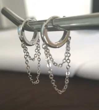 Pendientes Aro Plata con Cadenas