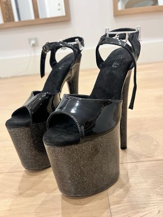 Zapatos Pole Dance Tacón Plataforma Brillo