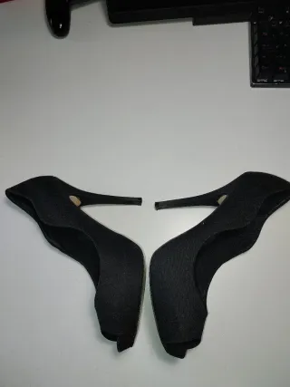 Tacones Bershka Ante Negro Talla 38 Vintage