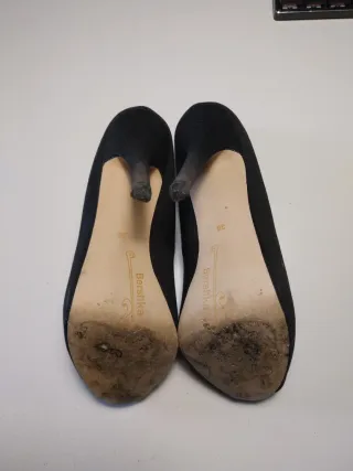 Tacones Bershka Ante Negro Talla 38 Vintage