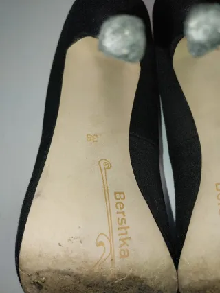 Tacones Bershka Ante Negro Talla 38 Vintage