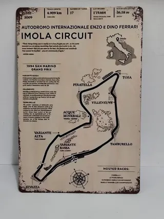 Targa Poster F1 Circuito Imola 30x20cm