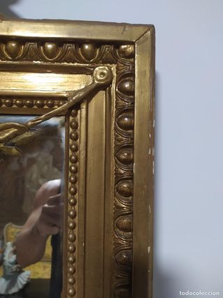 Espejo Antiguo Dorado Grande Finales S.XIX.