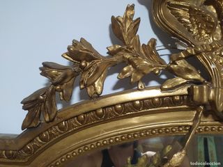 Espejo Antiguo Dorado Grande Finales S.XIX.