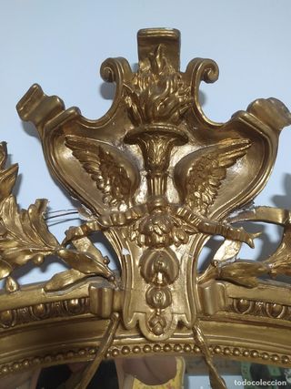 Espejo Antiguo Dorado Grande Finales S.XIX.